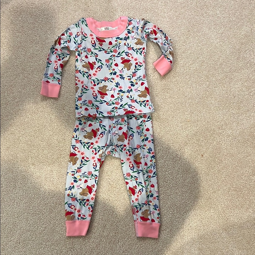 Hanna Andersson Bunny Pajamas with Pink Trim